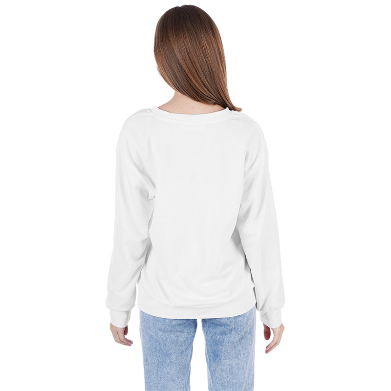 Felpa con cappuccio a maniche lunghe con scollo tondo autunnale, tinta unita, da donna, maglione di lana_voghion.com