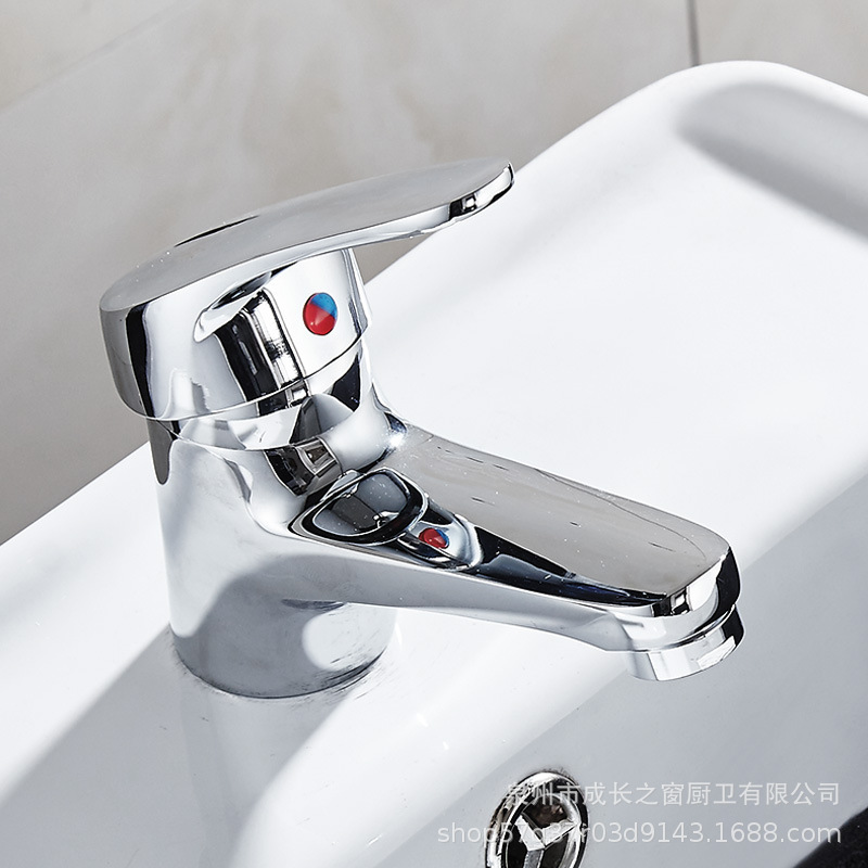 Grifo Mezclador para Lavabo de Un Solo Agujero, Cobre, para Agua Fría y Caliente, para Baño