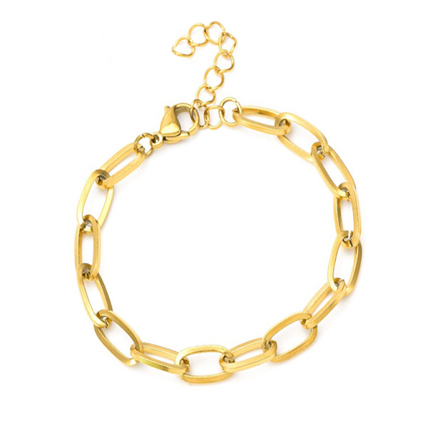 Amazon's Popular European and American Simple and Cool Style Paper Clip Thick Chain Bracelet for Women Ins Hip-Hop Cuban Bracelet