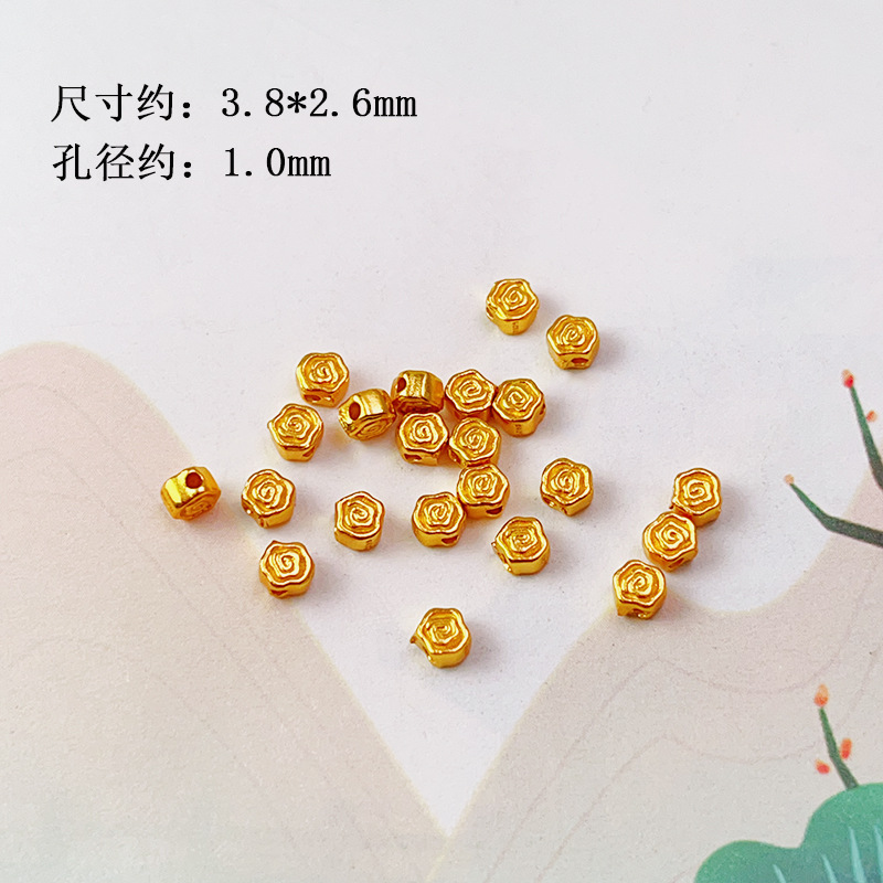 Ancient S925 Silver Gold-Plated Spacer Bead Bracelet Necklace Handmade DIY Beaded Jewelry Accessories Wenwan Accessories