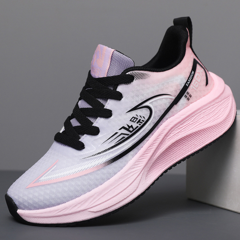 Nuevos hombres y mujeres parejas zapatos deportivos casuales suela suave tablero de carbono amortiguador zapatillas para correr estudiantes tendencia superficie de malla voladora ligera