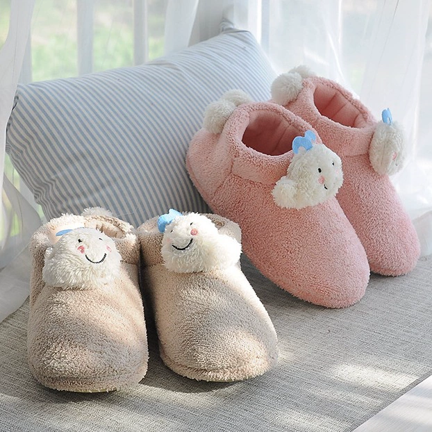 Зимние домашние мягкие нижние теплые плюшевые пара хлопковые тапочки милый мультфильм маленький кит каблук хлопчатобумажная обувь