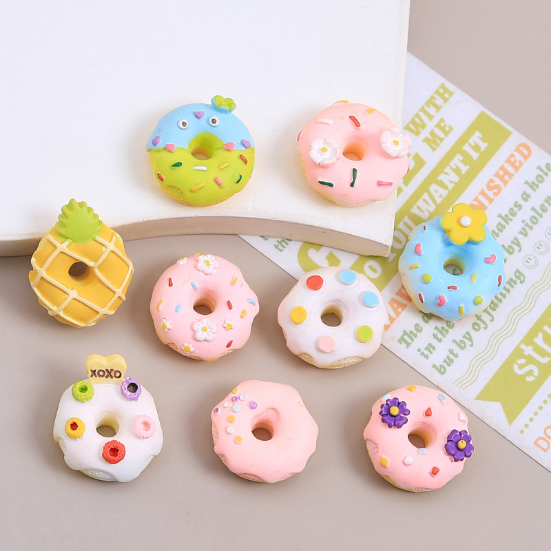 Creative Donut Food Toy Cartoon Handmade DIY Cream Glue Accessories Resin Accessories Jewelry Hairpin Material Wholesale