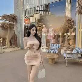 【防滑➕胸垫】性感御姐大美女风镂空蕾丝抹胸裙短裙带胸垫