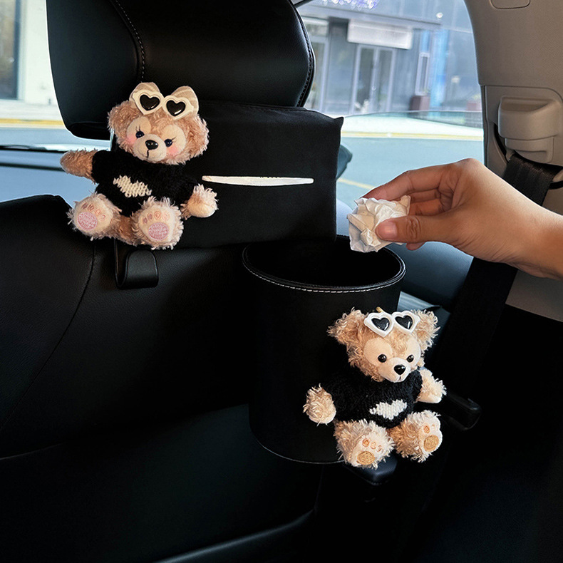 Shirley Mei Car Tissue Box and Trash Can Two-In-One Car Hanging Tissue Box Front and Rear Seat Back Storage Bucket