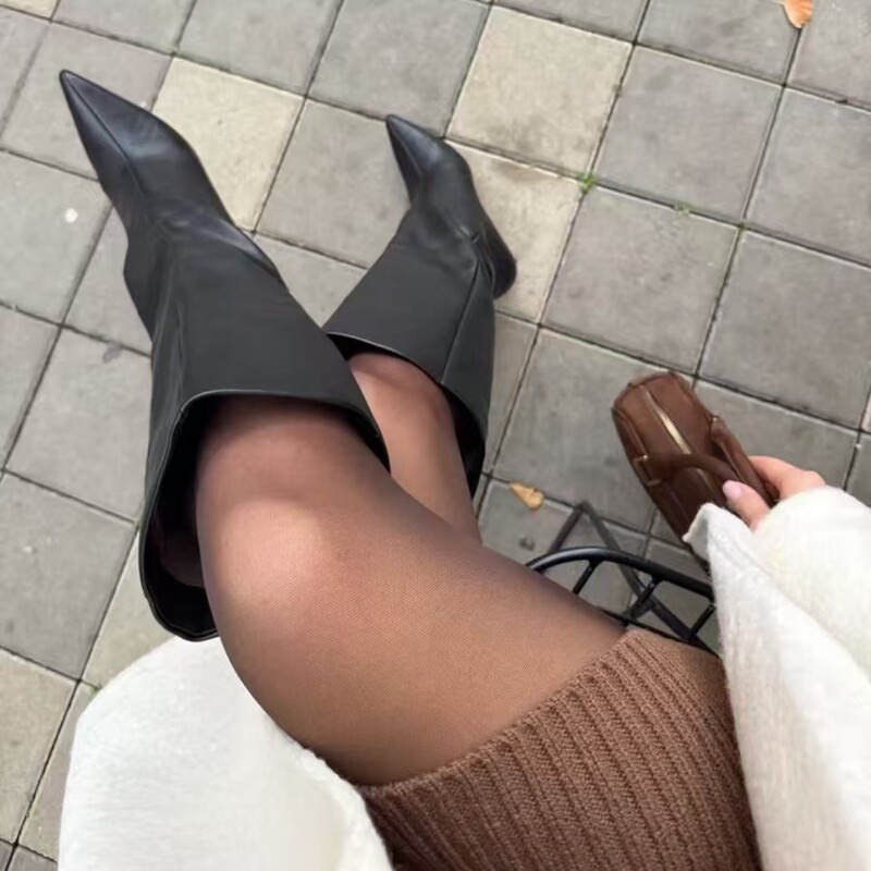 European and American Foreign Trade Custom-Made Pointed-Toe Stiletto Knee-High Boots, New Large Size Cross-Dressing Cdts Runway High-Tube Riding Boots
