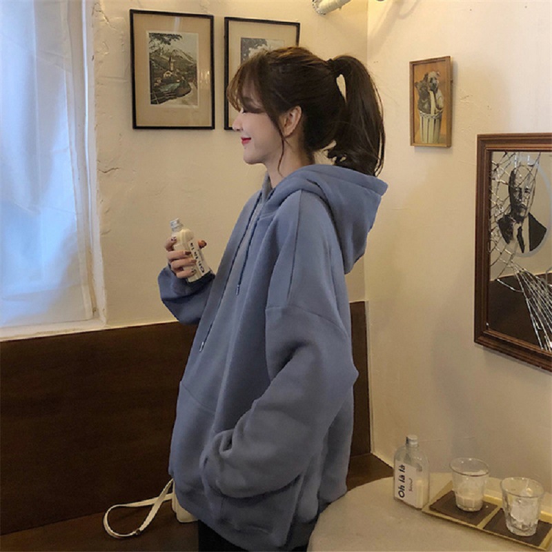 Suéter forrado de vellón para mujer Otoño e Invierno Nuevo estilo coreano con capucha suelta calle frita diseño suelto nicho camisa de mujer moda al por mayor
