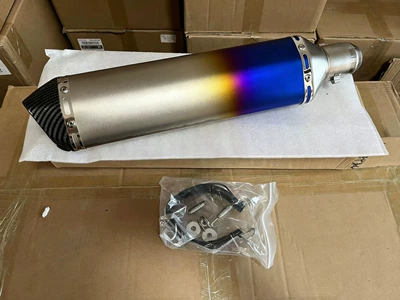 Exhaust pipe – for Huanglong 600 Little - 21470mm-half-blue-car-pattern-tail-laser-mark