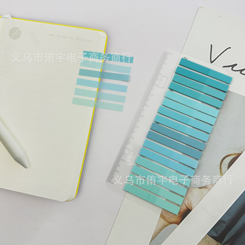 新入荷 極細インデックスステッカー PET透明付箋 防水読書メモステッカー グラデーション指示マークステッカー|undefined