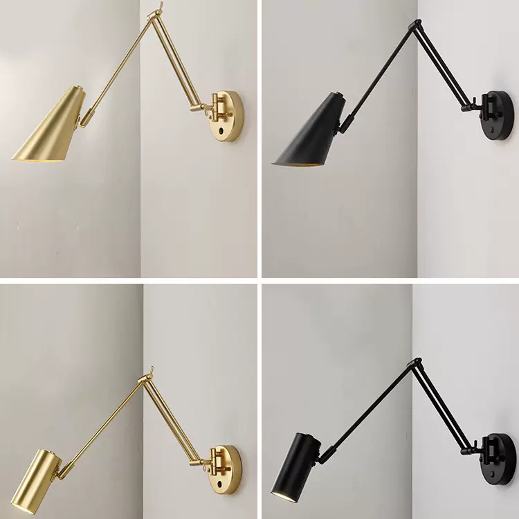 壁灯卧室床头阅读护眼书房北欧网红带开关旋转伸缩折叠长摇臂灯具