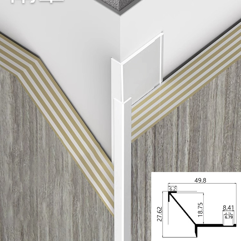 18mm panel de pared de borde de acabado de madera de aleación de aluminio borde de borde de metal de decoración de 18 cm línea de cierre en I