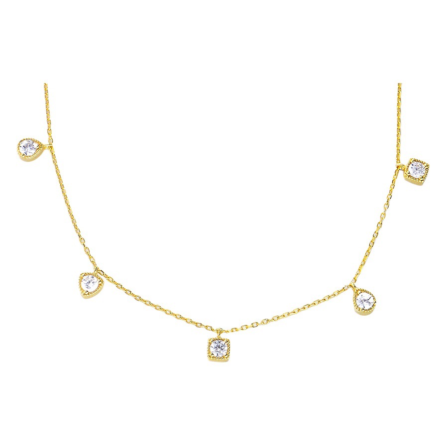 Europeo y americano ins estilo geométrico pequeño cuadrado diamante colgante collar femenino s925 plata esterlina simple todo-Partido ZIRCON clavícula cadena