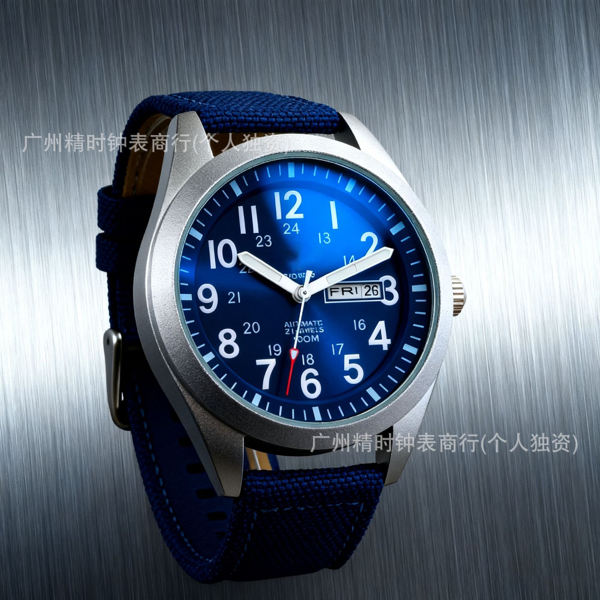Jingjia Black Sports Watch High-End Canvas with Luminous Pointer Waterproof Quartz Watch Calendar Function Wholesale