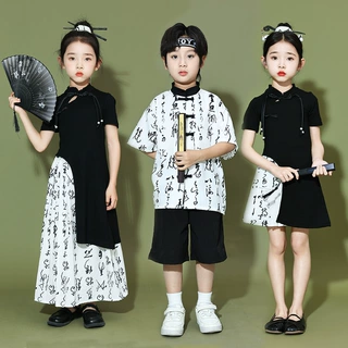 六一儿童演出服2024新款汉服女童马面裙男童中式套装中国风表演服