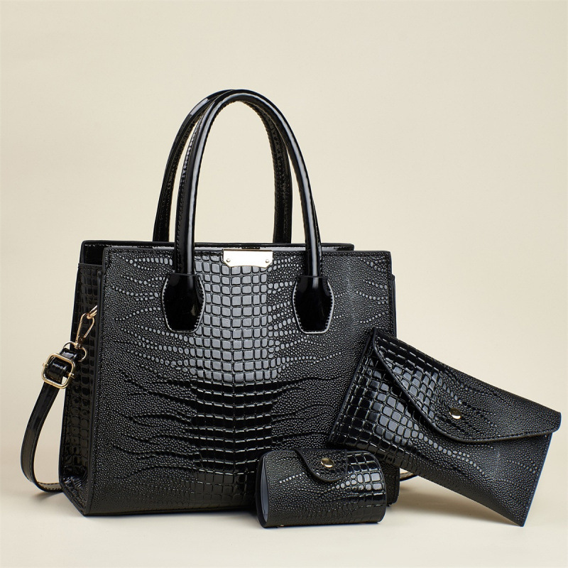 Moda de tres piezas, temperamento de la madre, bolsos de mano de textura 2025, bolsos de hombro casuales de gran capacidad