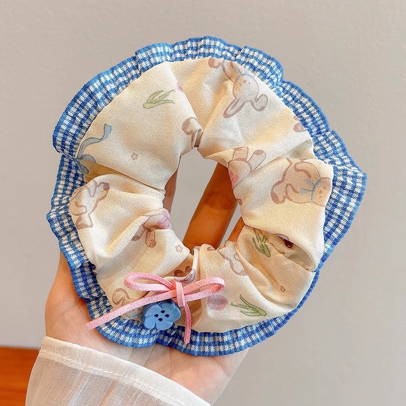 Colección de anillo de cabello lindo de intestino grande de verano de cola de caballo de cabeza de cuerda de flor de cabeza de niña universitaria estilo de alto valor de belleza joyería de cabello