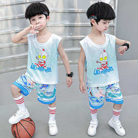 夏装套装儿童夏季奥特曼衣服男童篮球服运动速干衣潮无袖背心男孩