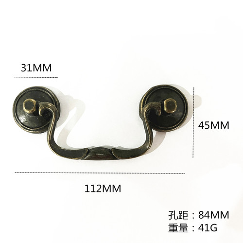 Manufacturer wholesale zinc alloy handle retro drawer handle single hole cupboard wardrobe door handle wooden furniture cabinet handle