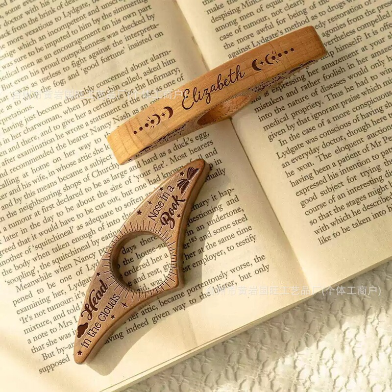 Cross-Border Temu Wooden Thumb Bookmark Portable Page Clip Book Holder for Lazy One-Handed Reading Enthusiasts Book Accessory