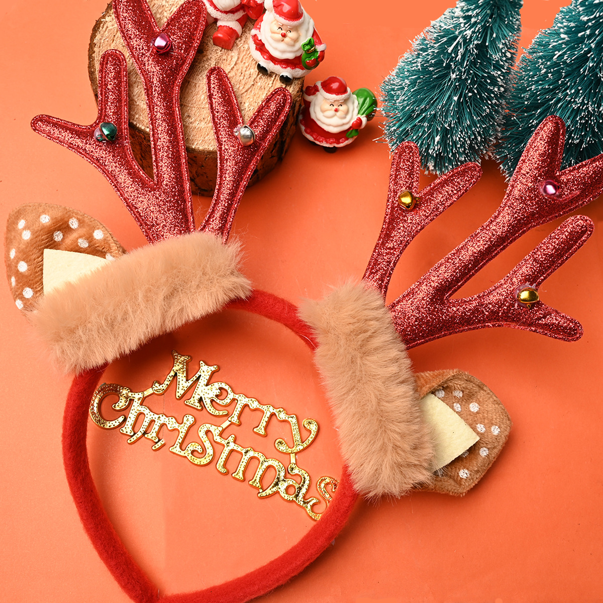 Cruz-frontera Navidad corneta lentejuelas campana diadema horquilla de Navidad dulce lindo fiesta diadema accesorios para el cabello tocado