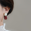 Advanced retro burgundy earrings, high-quality style, french style