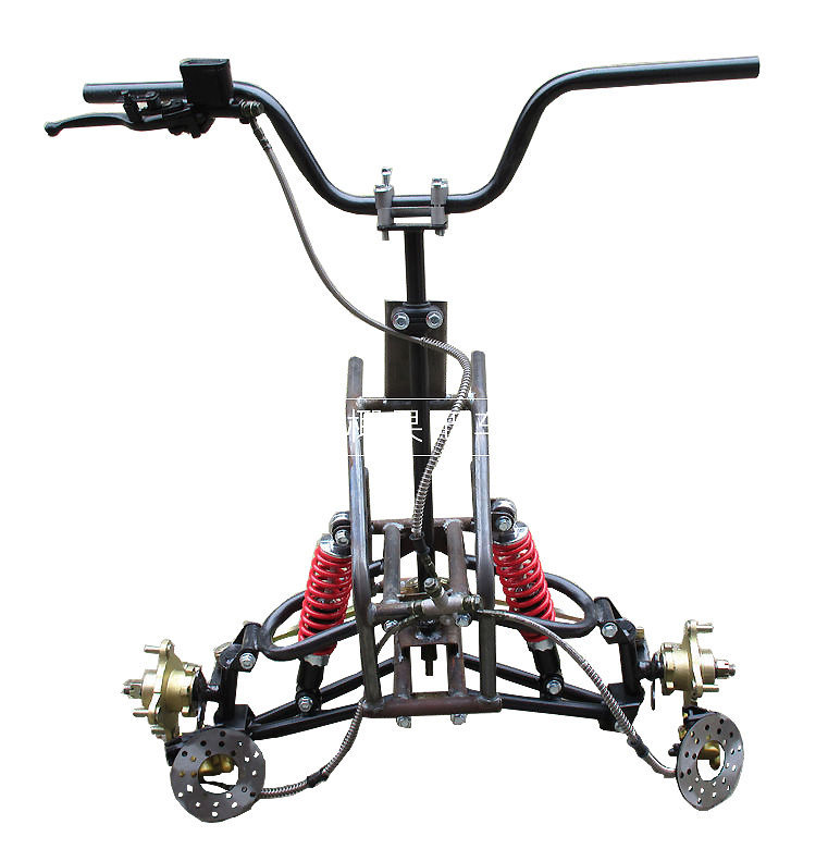 DIY four-wheeler accessories, 2-wheel modified inverted three-wheeler front axle frame, ATV suspension, brake, and steering assembly