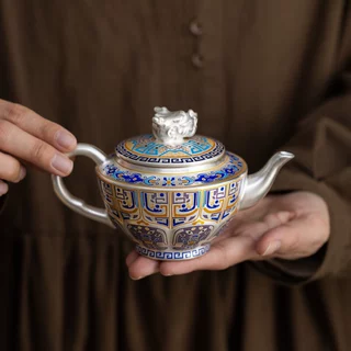 敦煌鎏银功夫茶具套装简约日式茶壶高档茶壶茶杯送乔迁生日礼物