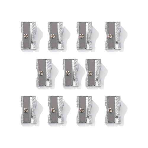 Aluminum alloy pencil sharpener small square pencil sharpener single hole primary school student mini portable single hole bevel pencil sharpener wholesale