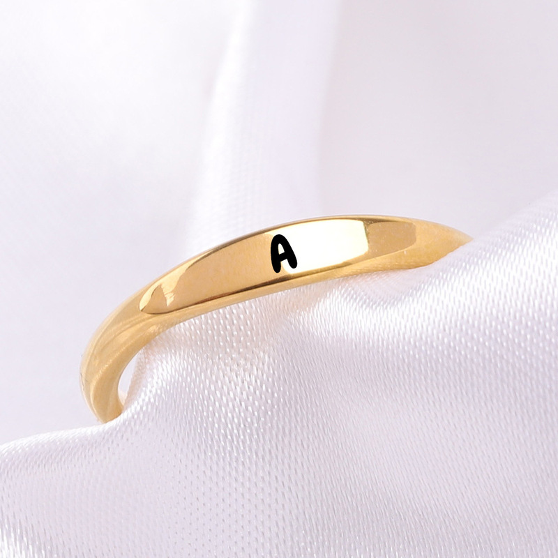 European and American Cross-Border Fashion New Style Laser-Engraved 26-Letter Stainless Steel Ring, Personalized, Simple and Versatile Ring European and American Cross-Border Fashion New Style Laser-Engraved 26-Letter Stainless Steel Ring, Personalized, Simple and Versatile Ring