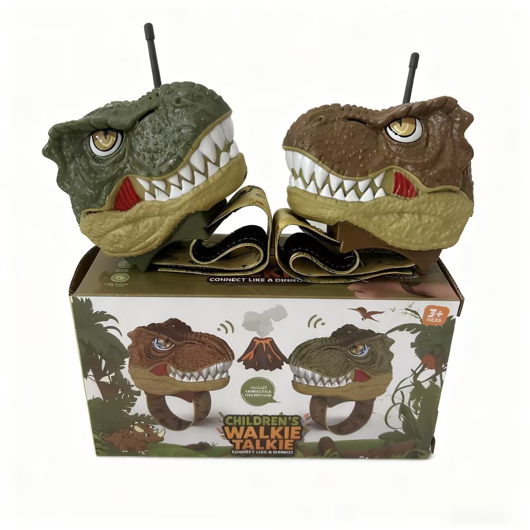 Explosiones transfronterizas coloridas cabeza de dinosaurio mecánico sonido y óptico niños intercomunicación flash música creativa juguetes de muñeca