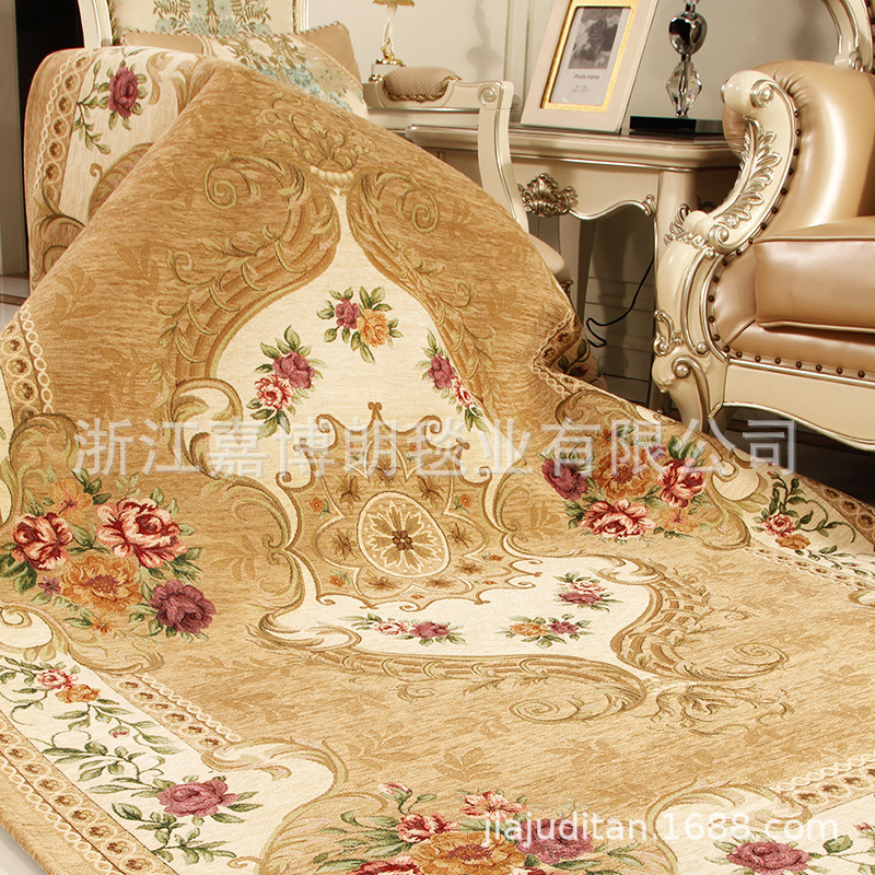 嘉博朗地毯欧式轻奢客厅沙发茶几垫子米色门口地垫卧室床边毯家用