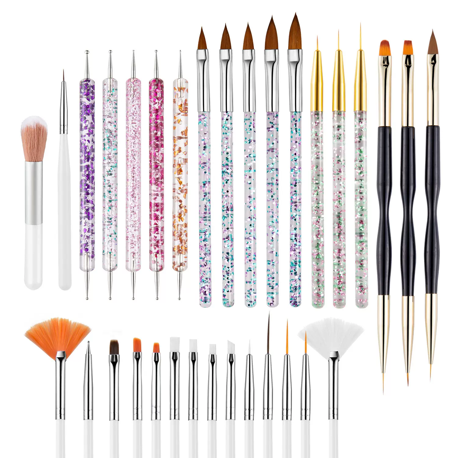 跨境美甲笔刷套装螺旋点钻笔点花笔美甲彩绘笔画线笔笔刷全套工具