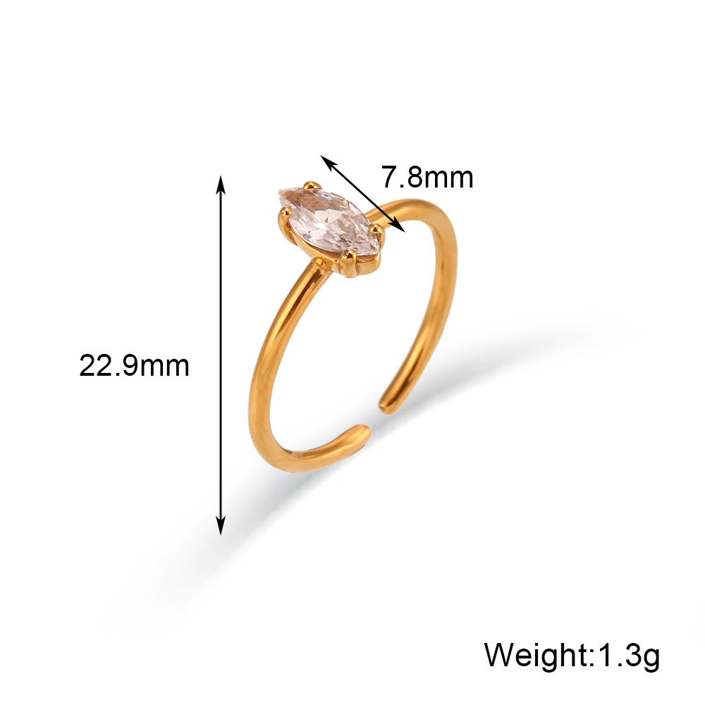 Fashion Geometric Stainless Steel Plating Zircon Open Ring 1 Piece
