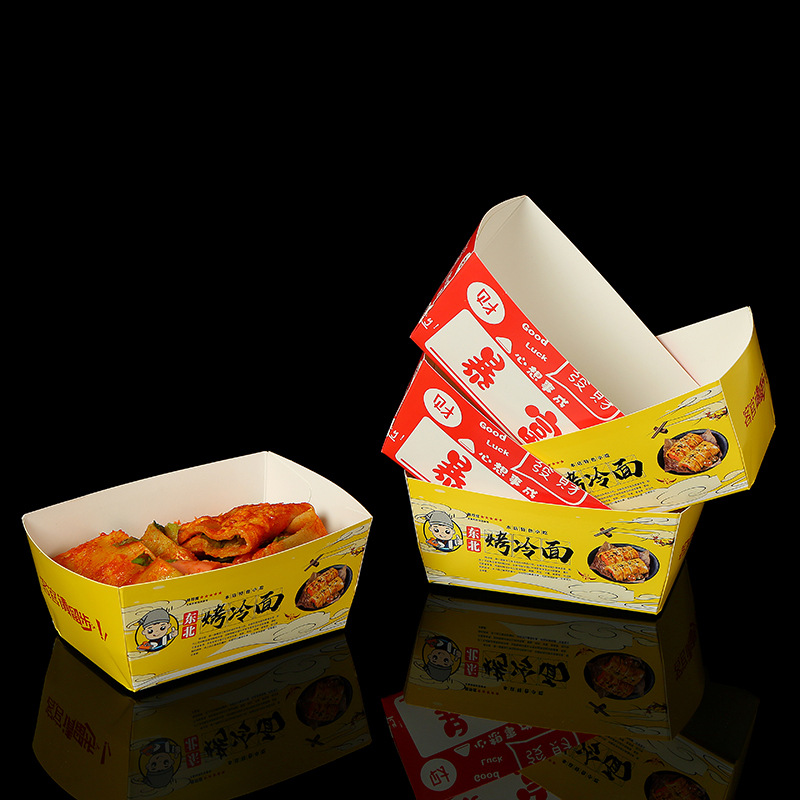 Caja de embalaje de fideos fríos horneados noreste sin descuento personalizada, puesto comercial desechable, caja de bocadillos de brochetas fritas, caja de embalaje para llevar image 5