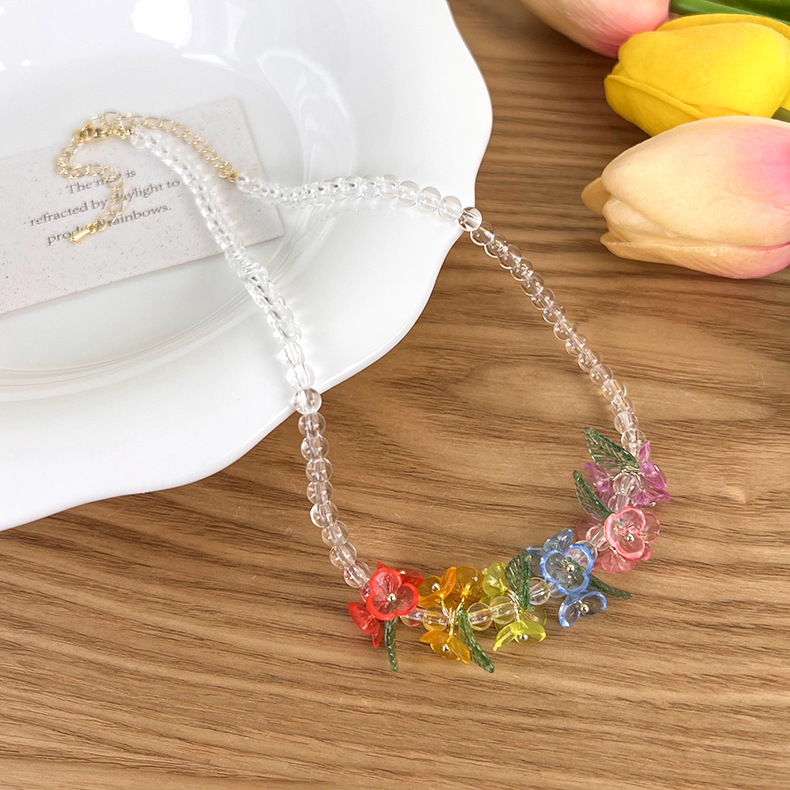 Sweet Flower Beaded Beaded Necklace display picture 5