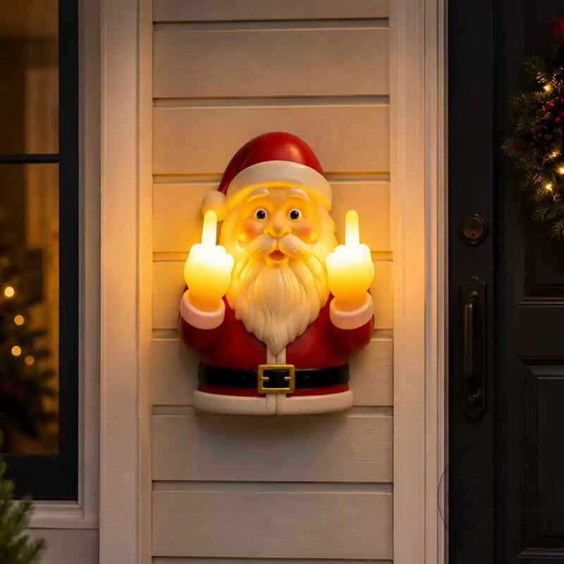 Cross-border Santa Claus middle finger glowing night light, porch, bedroom, balcony, ambient decoration, hanging ornament