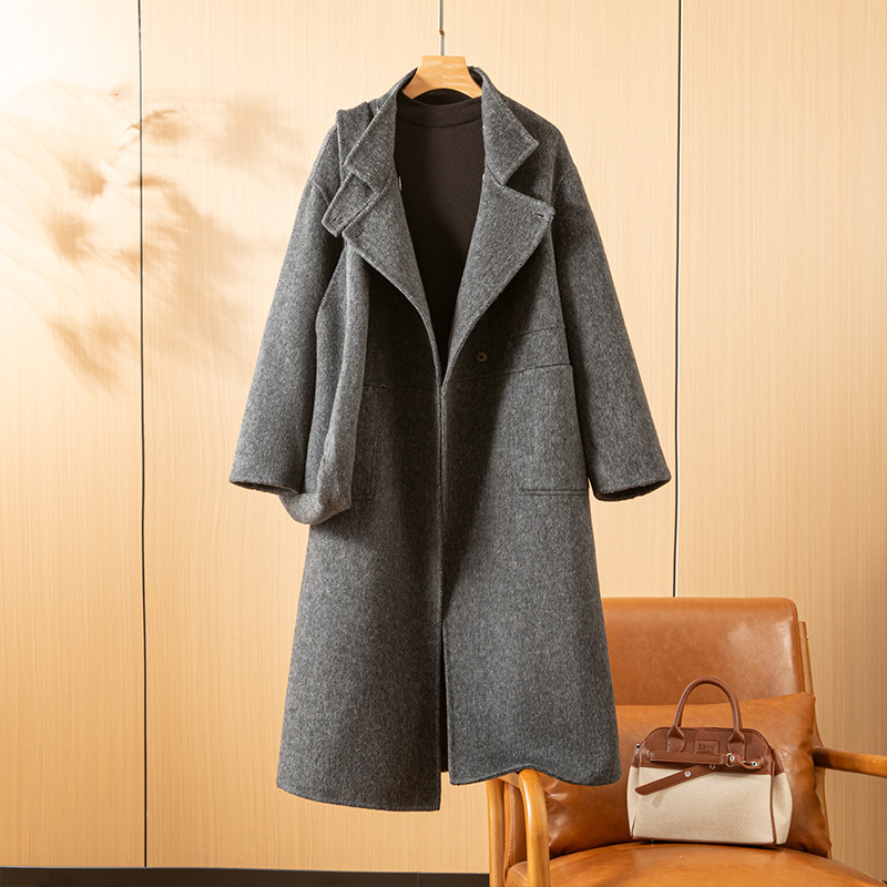 2025 New Autumn and Winter French Retro Lapel Double-Sided Cashmere Outwear High-End Suit Wool Jacket for Women with Free Bag
