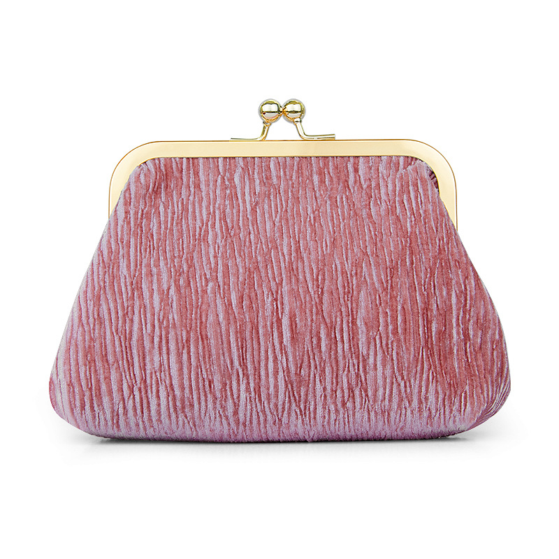 Pleated velvet-peach pink