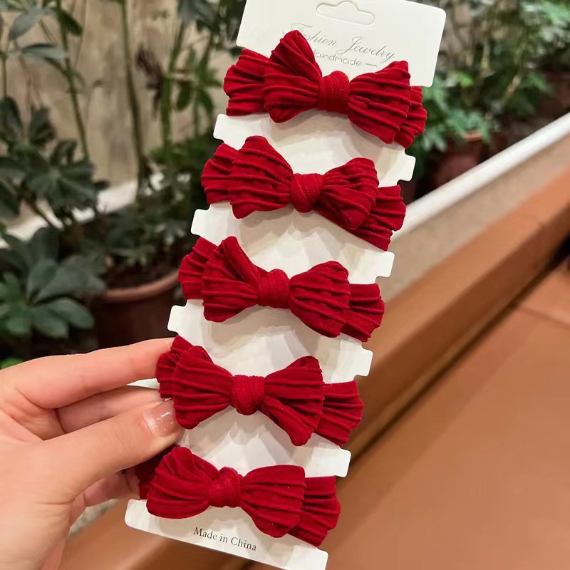 Año nuevo lazo rojo cuerda de pelo cola de caballo sin costuras de espesor de Pelo elástico anillo nuevo cabeza de bola chica accesorios para el cabello image 12
