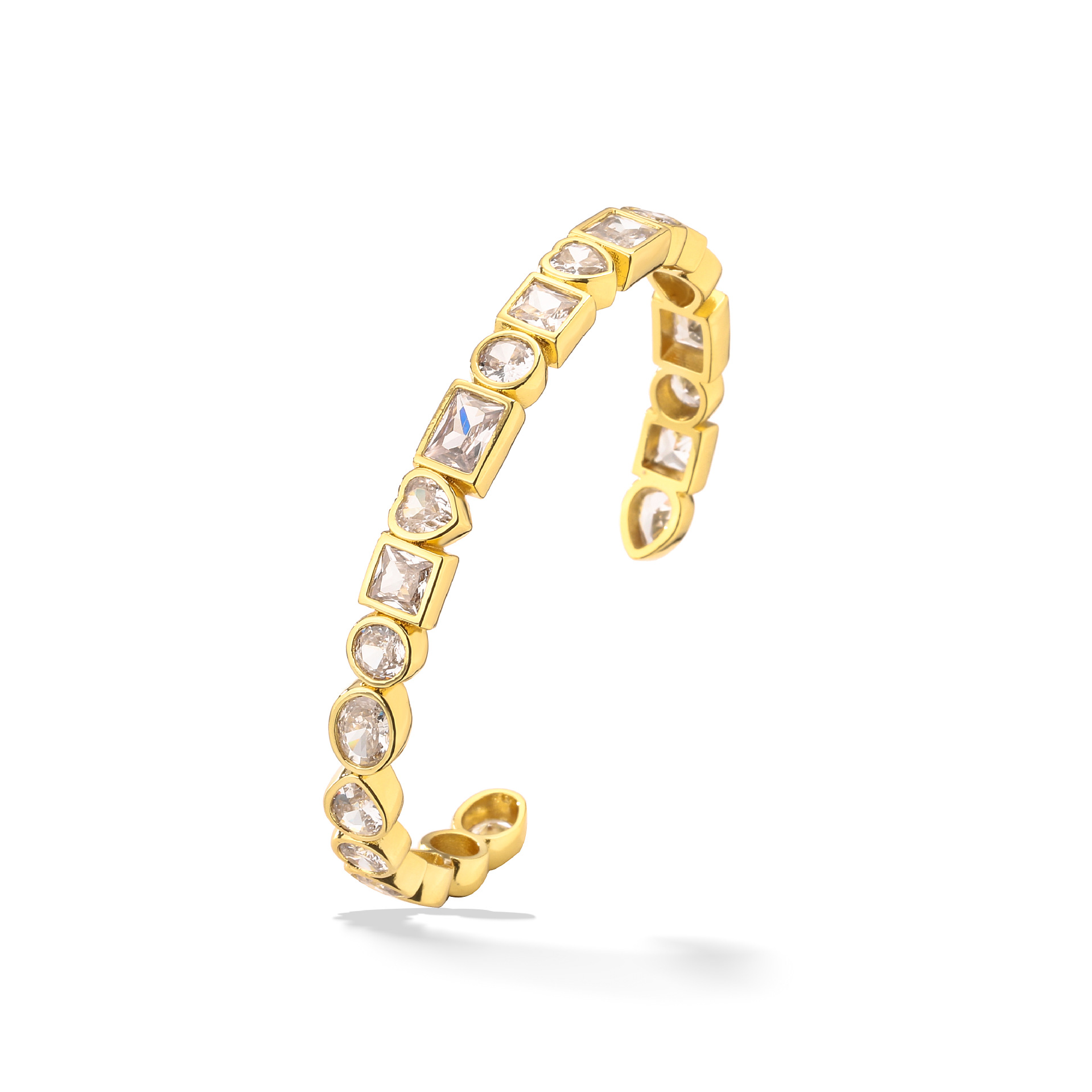 Cute Square Copper Inlay Zircon Bangle 1 Piece