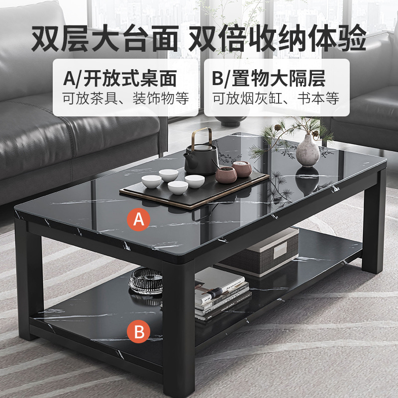 Mesa de centro, sala de estar, hogar, apartamento pequeño moderno y simple, mesa de centro de vidrio templado de lujo ligero, mesa de té minimalista para oficina