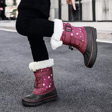 跨境电商供应儿童雪地靴冬季2023新款女童时尚保暖高筒棉鞋现货