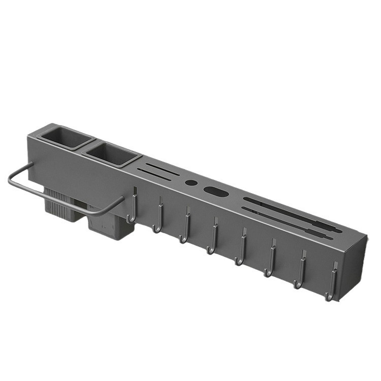 Pistola gris acero inoxidable portaherramientas jaula de palillos estante de cocina integrado almacenamiento de cuchillos tubo de palillos punzonado montado en la pared