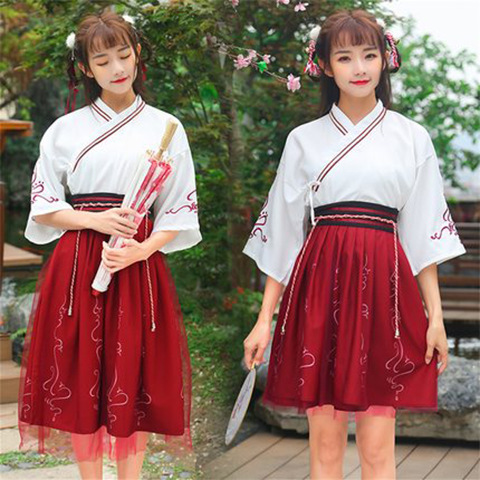Hanfu Summer Dress Women's Short Skirt Chinese Style Skirt One-piece Daily Improved Retro Summer Thin Skirt