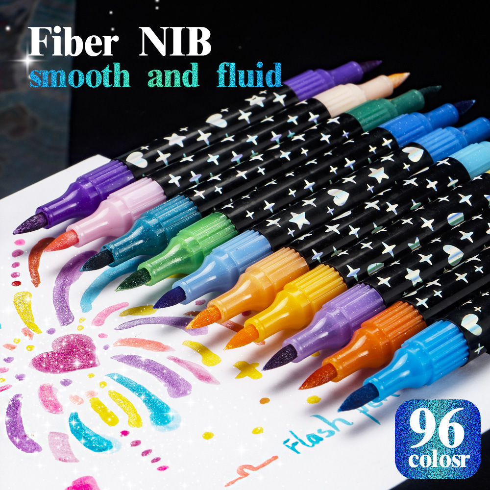 Doble cabeza de dos colores marcador de flash polvo marcador DIY pintado graffiti creativo marcador tiza perlada