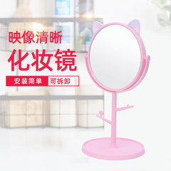 Creative cartoon cat ear Taiwanese high-end single surface makeup mirror student soft girl dormitory desk storage vanity mirror