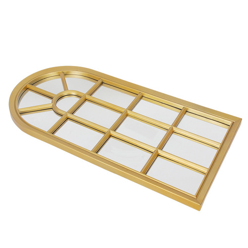 Irregular Vintage Mirror with Gold Edge Arch Window Mirror Home Full-Length Mirror Wall-Mounted Dressing Mirror Large Full-Length Mirror