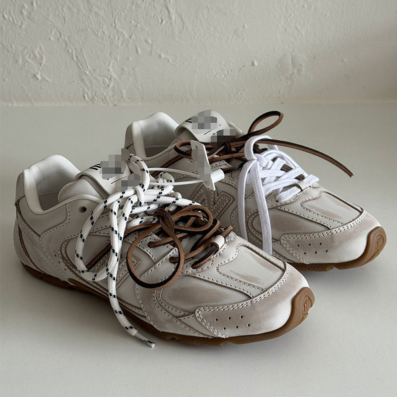 A Miu's Co-Branded Sports Shoes for Women 2025 Summer New Style Genuine Leather Retro Casual Moral Training Shoes Versatile Forrest Gump Shoes