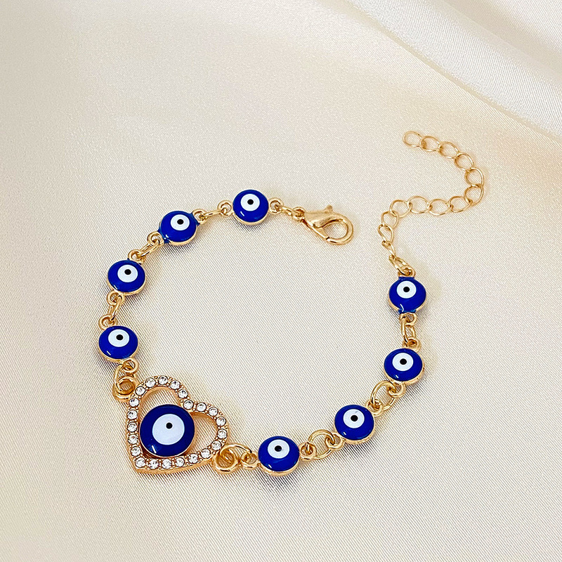 European and American Fashion Evil Eye Bracelet Turkey Devil Eye Hollow Diamond Love Oil Dropping Eye Bracelet