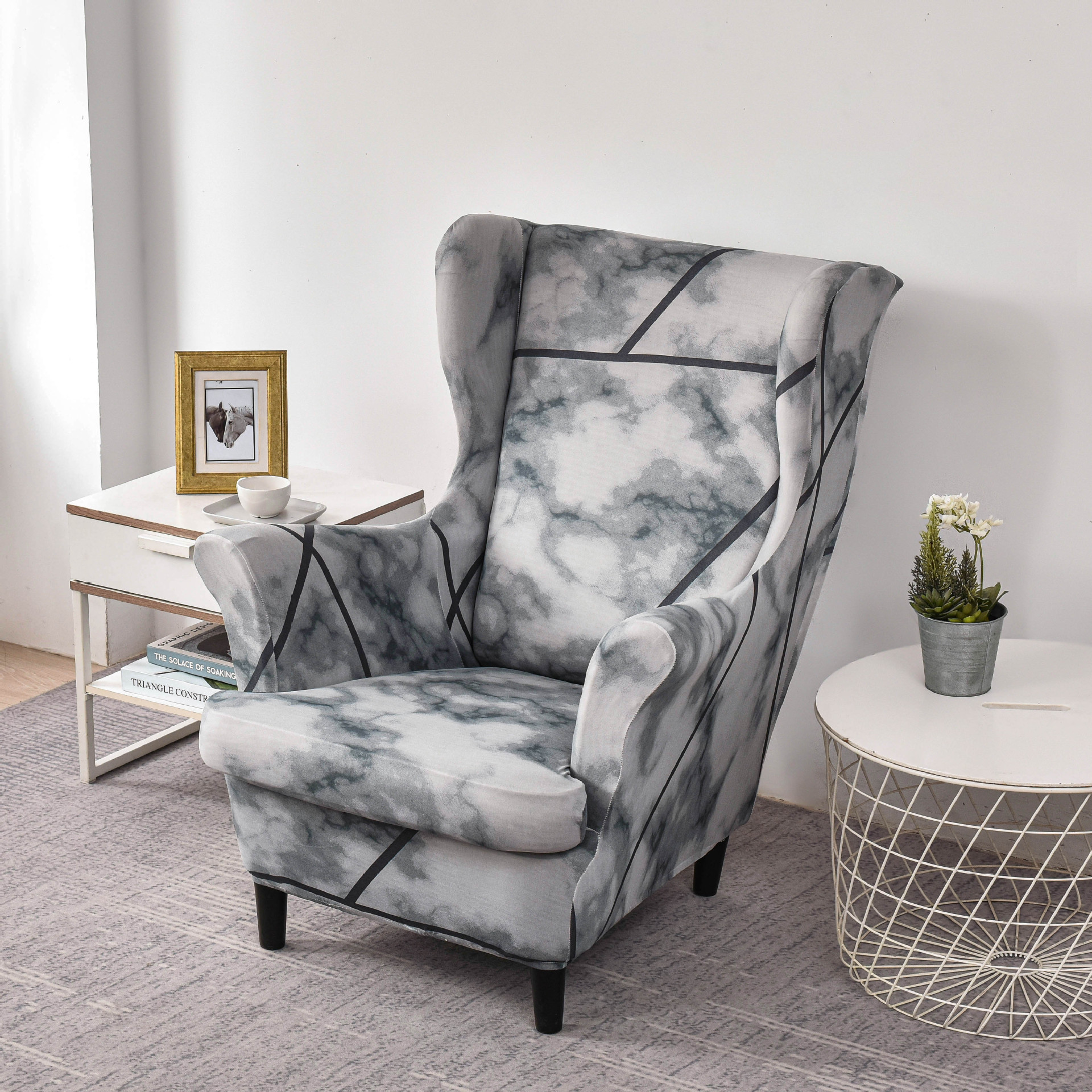 Sesselhusse Für Ohrensessel Elastischer Sofabezug_voghion.com